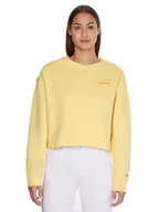 Bluzy damskie - TOMMY HILFIGER BLUZA DAMSKA TJW CROP TOMMY SIGNATURE CREW YELLOW DW0DW12041 ZGF S - miniaturka - grafika 1