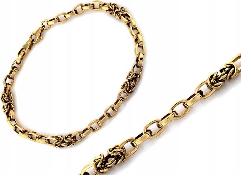 Złota bransoletka 375 łańcuszkowa z dwóch splotów elegancki modny wzór