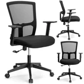 Fotele i krzesła biurowe - Fotel biurowy regulowany LINOS czarny - miniaturka - grafika 1