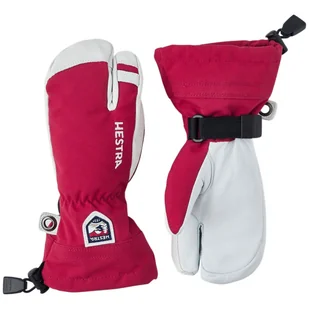 Hestra Army Leather Heli Ski, rękawice narciarskie z 3 palcami, juniorskie, czerwone - Rękawice narciarskie - miniaturka - grafika 1
