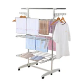 Przybory do gotowania - Herzberg HG-5015; Suszarka na bieliznę wielofunkcyjna składana Biała - miniaturka - grafika 1