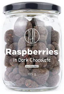 BrainMax Pure Raspberries in Dark Chocolate, liofilizowane maliny w ciemnej czekoladzie, 185 g - Owoce świeże i suszone - miniaturka - grafika 1