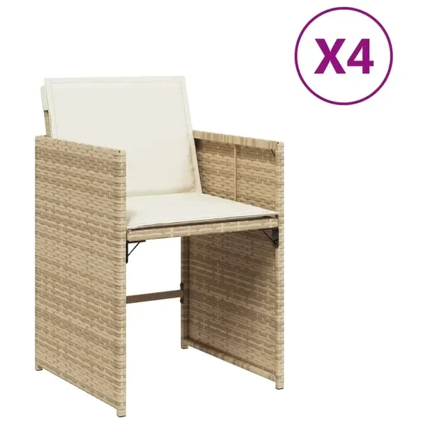 Krzesło ogrodowe beżowe z poduszkami, 50,5 x 54 x 79 cm, rattan PE