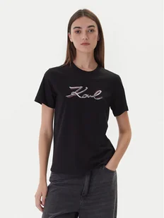 KARL LAGERFELD T-Shirt A4W17052 Czarny Regular Fit - Koszulki i topy damskie - miniaturka - grafika 1