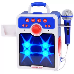 Muzyczny głośnik niebieski Boombox dla dzieci z mikrofonem IN0167 - Zabawy w naśladowanie dorosłych - miniaturka - grafika 1