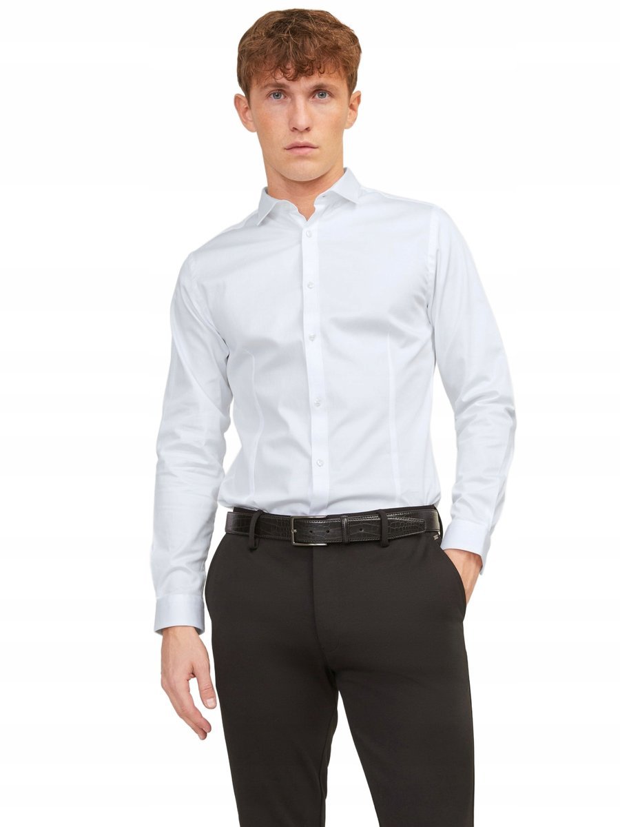 JACK&JONES KOSZULA MĘSKA ELEGANCKA BIAŁA GŁADKA L 16BA