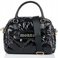 Torebki damskie - Torebka Damska Listonoszka MONNARI Pojemna KUFEREK Pikowana Lakierowana - miniaturka - grafika 1