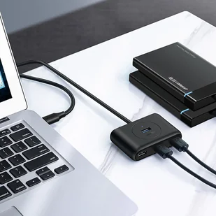 Ugreen wielofunkcyjny HUB USB - 4 x USB 3.0 0,25m czarny (CR113) - Huby USB - miniaturka - grafika 8