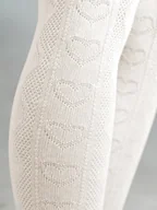 Rajstopy - Rajstopy bawełniane ecru z żakardowym wzorem serca 92-98 cm - miniaturka - grafika 1