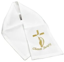 Szal z haftem KRZYŻ NOWCZESNY - szatka do chrztu w formie szala - Ubranka do chrztu - miniaturka - grafika 1