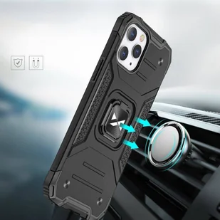 Wozinsky Ring Armor pancerne hybrydowe etui pokrowiec + magnetyczny uchwyt do iPhone 13 czarny - Etui i futerały do telefonów - miniaturka - grafika 6