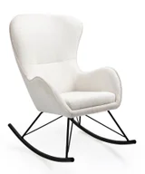 Fotele - Biały fotel bujany z tkaniny boucle B9-R75 - miniaturka - grafika 1