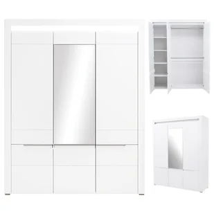 Szafa duża pojemna z lustrem uchylna do sypialni biała połysk IRMA IM14 - Szafy - miniaturka - grafika 1