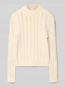 Swetry dla dziewczynek - Sweter z dzianiny o kroju regular fit ze wzorem ze ściegu warkoczowego - miniaturka - grafika 1