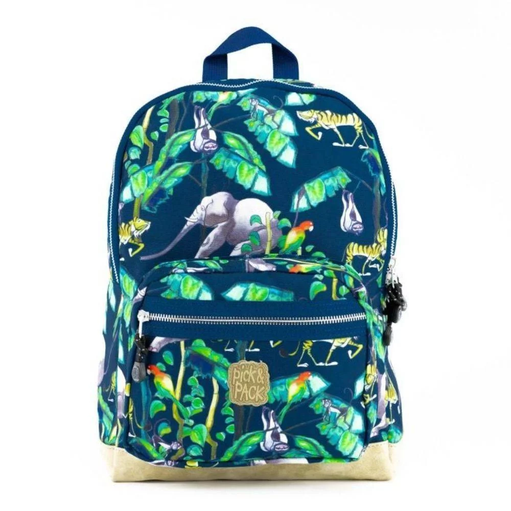 Plecak szkolny, na laptopa 13" Pick & Pack Happy Jungle M - navy
