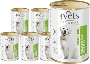 Mokra karma 4Vets Natural dla psa z dziczyzną puszka 6 x 400 g - Mokra karma dla psów - miniaturka - grafika 1