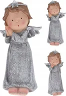 Ozdoby bożonarodzeniowe - Anioł figurka świąteczna ozdobna srebrna 17 x 7,5 cm 1szt - miniaturka - grafika 1