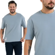 Koszulki męskie - T-SHIRT MĘSKI LUŹNY KRÓJ BAWEŁNA KOSZULKA BLUZKA GŁADKA STYLOWA MORAJ XL BLUE - miniaturka - grafika 1