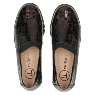 Skórzane półbuty Filippo DP3160/23 BG bordo - Półbuty damskie - miniaturka - grafika 6
