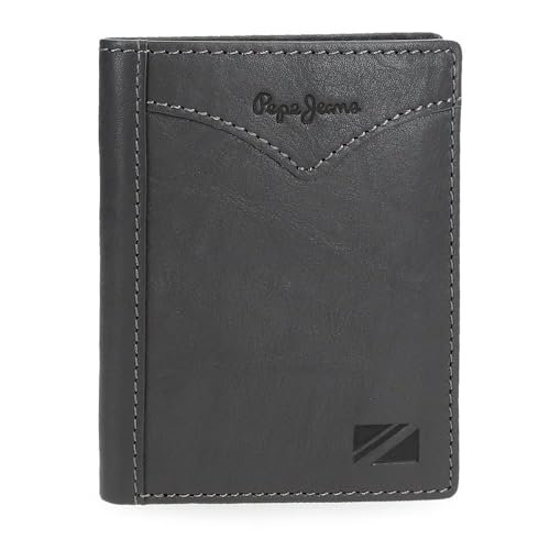 Pepe Jeans Pionowy portfel z portmonetką szary 8,5x10,5x1 cm Skóra by Joumma Bags, Szary, Talla única, Pionowy portfel z portfelem