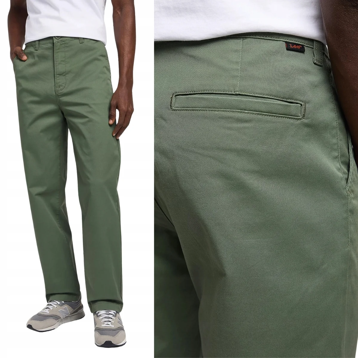 Lee RELAXED CHINO Olive luźne zielone spodnie materiałowe chinosy W32 L32