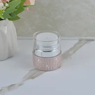 Pozostałe akcesoria kosmetyczne - TEMU Pojemnik podróżny na kremy i balsamy z pompką próżniową 15 ml z dekoracją ze sztucznymi kamieniami - plastikowy, bez zapachu - miniaturka - grafika 1