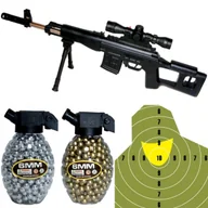 Zabawki militarne - Snajper Pistolet Pistolety Snajperka ASG + TARCZA KULKI - miniaturka - grafika 1