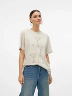 Koszulki i topy damskie - Vero Moda Koszulka "Ezra" w kolorze beżowym - miniaturka - grafika 1