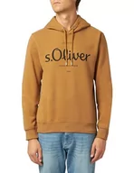 Bluzy męskie - s.Oliver Sales GmbH & Co. KG/s.Oliver Męska bluza z logo z kapturem, brązowy, S - miniaturka - grafika 1