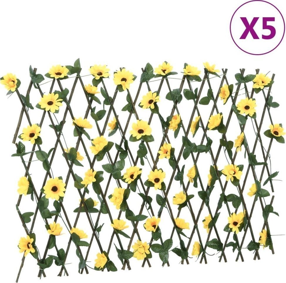 vidaXL Kratki ze sztucznym bluszczem, rozsuwane, 5 szt., żółte