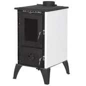 Piece wolnostojące - Piec kominek kuchnia żeliwny koza z fajerką płytą grzewczą 9-10kW (kolor: biały, średnica wylotu spalin: 130mm) - spełnia anty-smogowy EkoProjekt 99682734 - miniaturka - grafika 1