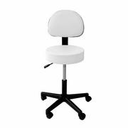 Krzesła i taborety kosmetyczne - CO Taboret kosmetyczny BASIC z oparciem biały CN03221 - miniaturka - grafika 1
