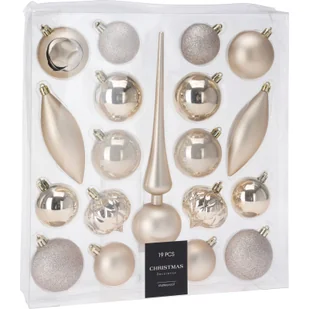 Bombki świąteczne w różnych kształtach z koronką na choinkę, zestaw 19 sztuk - Bombki - miniaturka - grafika 1