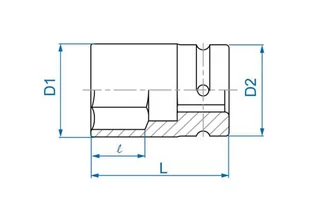 NASADKA KRÓTKA UDAROWA CIENKOŚCIENNA 1" 34mm x 80mm, 6-kąt King Tony - Klucze i nasadki - miniaturka - grafika 2