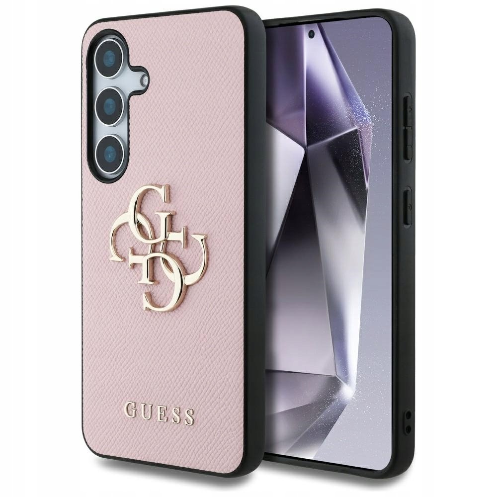 Guess Etui Grained Big 4G Small Classic Logo do Galaxy S25, różowe
