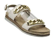 Sandały damskie - Stylowe sandały damskie INBLU SA-37, białe z ozdobnym łańcuchem - Inblu - miniaturka - grafika 1