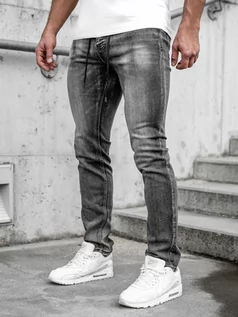 Spodnie męskie - Czarne spodnie jeansowe męskie regular fit Denley MP021N - grafika 1
