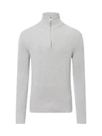 Swetry męskie - Jack & Jones Męski sweter z dzianiny Mężczyźni szary jednolity, S - miniaturka - grafika 1