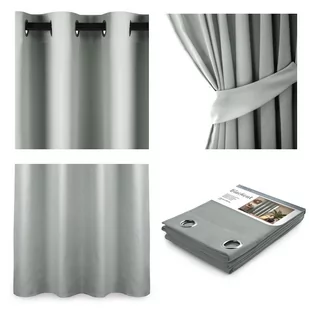 AmeliaHome AmeliaHome - Zasłony Zaciemniające na przelotkach Szare BLACKOUT 140x245 cm 140x245 cm - Koce - miniaturka - grafika 1