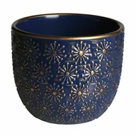 Donice - Osłonka terrakota NELLY 12 x 12 x 10 cm granatowo-złota - miniaturka - grafika 1