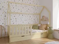 Łóżka dla dzieci i młodzieży - Łóżko dziecięce Domek 80x160 z szufladą i stelażem kolor sosna D7s - miniaturka - grafika 1