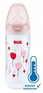 Nuk Butelka ze wskaźnikiem temperatury + smoczek silikonowy XL, 360 ml, różowa - Smoczki do butelek - miniaturka - grafika 1