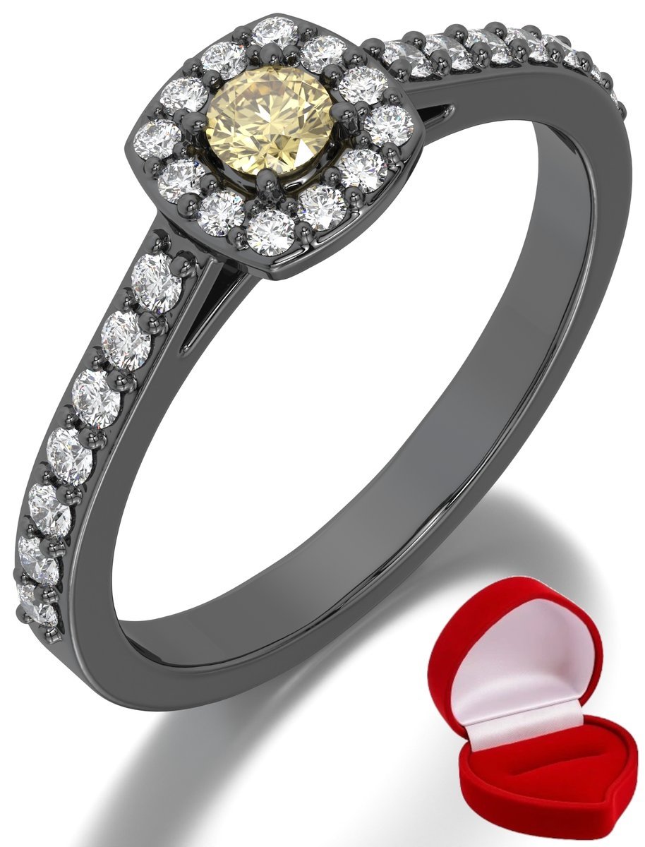 ZŁOTY PIERŚCIONEK ZARĘCZYNOWY 585 14k SZAFIR 0,09 ct CZARNE ZŁOTO R0