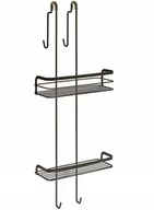 Półki łazienkowe - Czarna wisząca półka łazienkowa dwupoziomowa Origin - Metaltex - miniaturka - grafika 1