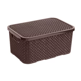 BranQ Branq Rattan M 28,8 X 19,7 Cm Brązowy Koszyk Do Przechowywania Plastikowy Z Pokrywką - Pudła i pojemniki do przechowywania - miniaturka - grafika 1