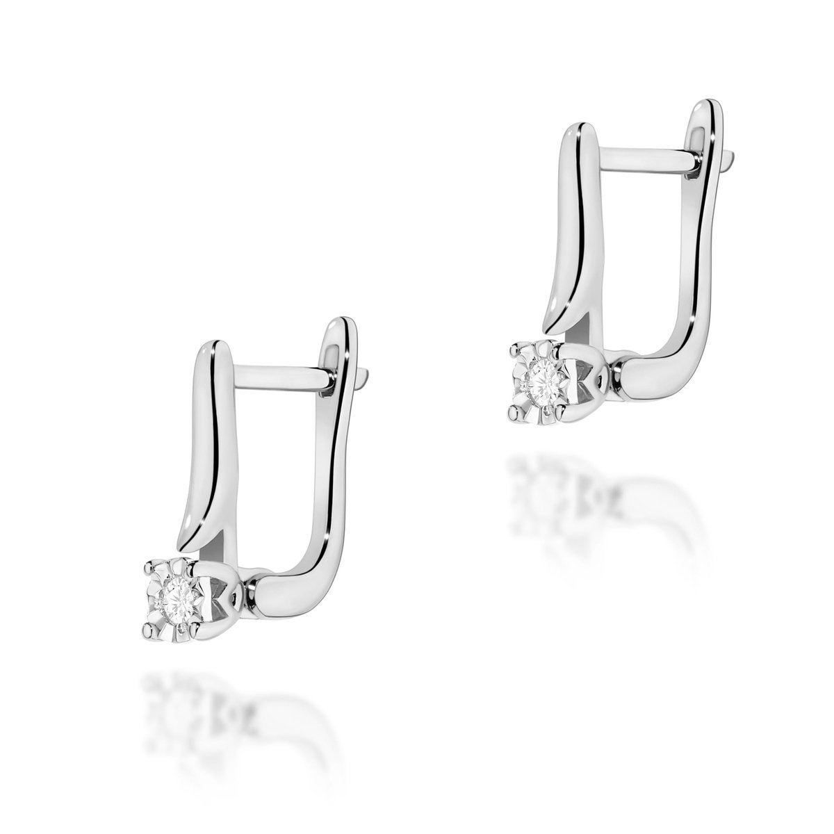 Złote kolczyki Diament 2 x 0,03ct białe złoto pr. 585