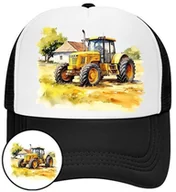 Czapki i chusty sportowe męskie - Czapka z Daszkiem Traktor Czarna z Nadrukiem Na Lato Siatka Bejsbolówka - miniaturka - grafika 1