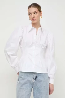 Koszule damskie - Silvian Heach koszula bawełniana damska kolor biały slim z kołnierzykiem klasycznym - grafika 1