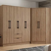 Szafy - Szafa narożna 8-drzwiowa z 2 szufladami - szer. 263 cm - Naturalny - FEOVA - miniaturka - grafika 1