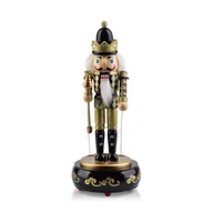 Ozdoby bożonarodzeniowe - Pozytywka Dziadek do orzechów SANTA LILA 34 cm czarno-złoty - miniaturka - grafika 1